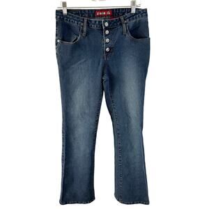 Vintage 90s Y2K Zana Di Snap Button Flare Denim Jean 11 Juniors Blue